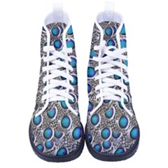 Peacock Pattern Close Up Plumage Women s High-top Canvas Sneakers