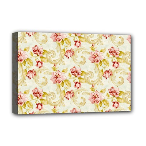 Background Pattern Flower Spring Deluxe Canvas 18  X 12  (stretched) by Celenk