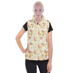 Background Pattern Flower Spring Women s Button Up Vest by Celenk