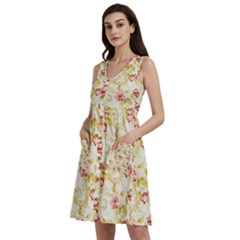 Background Pattern Flower Spring Sleeveless Dress With Pocket