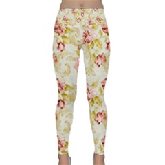 Background Pattern Flower Spring Lightweight Velour Classic Yoga Leggings by Celenk