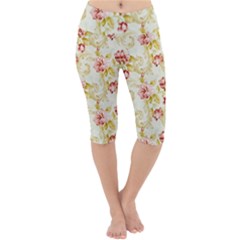 Background Pattern Flower Spring Lightweight Velour Cropped Yoga Leggings by Celenk