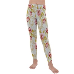 Background Pattern Flower Spring Kids  Lightweight Velour Leggings by Celenk