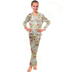 Background Pattern Flower Spring Kids  Satin Long Sleeve Pajamas Set by Celenk