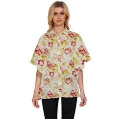 Background Pattern Flower Spring Women s Batwing Button Up Shirt