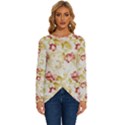 Background Pattern Flower Spring Long Sleeve Crew Neck Pullover Top View1