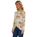 Background Pattern Flower Spring Long Sleeve Crew Neck Pullover Top View2