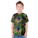 Peacock Feathers Color Plumage Kids  Cotton Tee View1