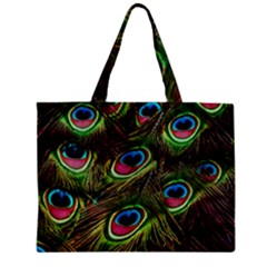 Peacock Feathers Color Plumage Zipper Mini Tote Bag by Celenk