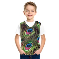 Peacock Feathers Color Plumage Kids  Basketball Tank Top by Celenk