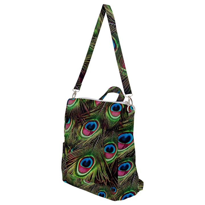 Peacock Feathers Color Plumage Crossbody Backpack