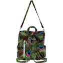 Peacock Feathers Color Plumage Crossbody Backpack View3