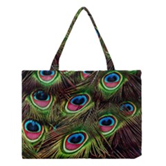 Peacock Feathers Color Plumage Medium Tote Bag by Celenk