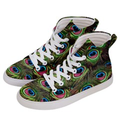 Peacock Feathers Color Plumage Men s Hi-top Skate Sneakers by Celenk