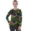 Peacock Feathers Color Plumage Women s Long Sleeve Raglan Tee View1