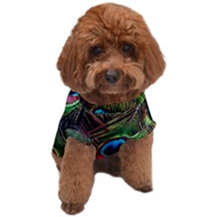 Peacock Feathers Color Plumage Dog T-shirt by Celenk