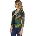 Peacock Feathers Color Plumage Women s Casual 3/4 Sleeve Spring Jacket View2