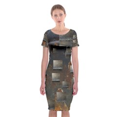 Background Metal Pattern Texture Classic Short Sleeve Midi Dress by Celenk