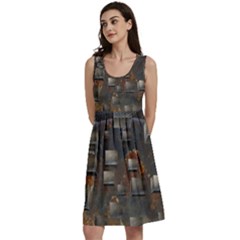 Background Metal Pattern Texture Classic Skater Dress by Celenk