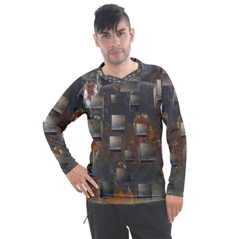 Background Metal Pattern Texture Men s Pique Long Sleeve Tee by Celenk