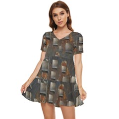 Background Metal Pattern Texture Tiered Short Sleeve Babydoll Dress by Celenk