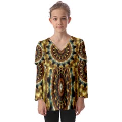 Pattern Abstract Background Art Kids  V Neck Casual Top by Celenk