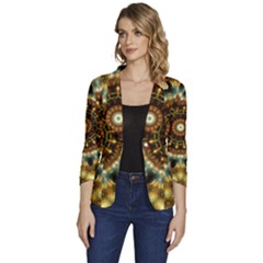 Pattern Abstract Background Art Women s One-button 3/4 Sleeve Short Jacket