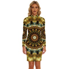 Pattern Abstract Background Art Long Sleeve Shirt Collar Bodycon Dress by Celenk