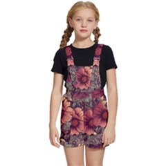 Flowers Pattern Kids  Short Overalls