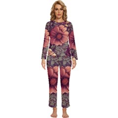 Flowers Pattern Womens  Long Sleeve Lightweight Pajamas Set by Simbadda