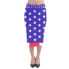 Usa Independence Day July Background Velvet Midi Pencil Skirt