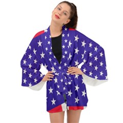 Usa Independence Day July Background Long Sleeve Kimono by Vaneshop