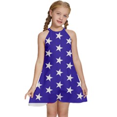 Usa Independence Day July Background Kids  Halter Collar Waist Tie Chiffon Dress by Vaneshop