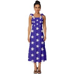 Usa Independence Day July Background Tie-strap Tiered Midi Chiffon Dress by Vaneshop