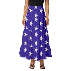 Usa Independence Day July Background Tiered Ruffle Maxi Skirt by Vaneshop