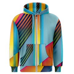 Colorful Rainbow Stripe Pattern Men s Zipper Hoodie