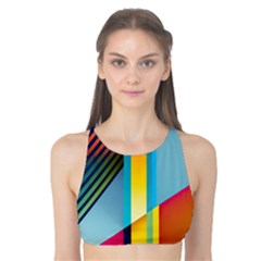 Colorful Rainbow Stripe Pattern Tank Bikini Top