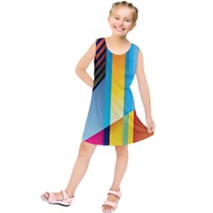 Colorful Rainbow Stripe Pattern Kids  Tunic Dress by Vaneshop