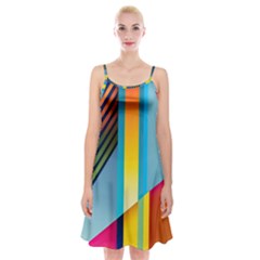 Colorful Rainbow Stripe Pattern Spaghetti Strap Velvet Dress by Vaneshop