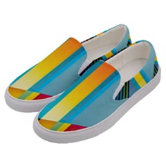 Colorful Rainbow Stripe Pattern Men s Canvas Slip Ons by Vaneshop