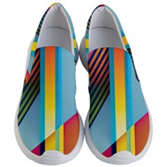 Colorful Rainbow Stripe Pattern Women s Lightweight Slip Ons by Vaneshop