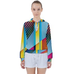 Colorful Rainbow Stripe Pattern Women s Tie Up Sweat