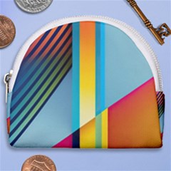 Colorful Rainbow Stripe Pattern Horseshoe Style Canvas Pouch by Vaneshop