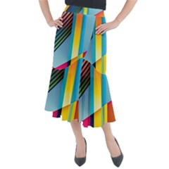 Colorful Rainbow Stripe Pattern Midi Mermaid Skirt by Vaneshop