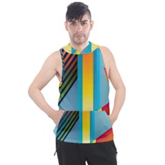 Colorful Rainbow Stripe Pattern Men s Sleeveless Hoodie by Vaneshop