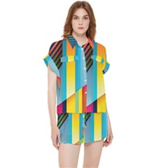 Colorful Rainbow Stripe Pattern Chiffon Lounge Set by Vaneshop