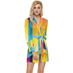 Colorful Rainbow Stripe Pattern Long Sleeve Satin Robe by Vaneshop