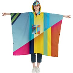 Colorful Rainbow Stripe Pattern Women s Hooded Rain Ponchos by Vaneshop