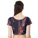 Abstract Landscape Landmark Town City Cityscape Short Sleeve Crop Top View2