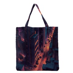 Abstract Landscape Landmark Town City Cityscape Grocery Tote Bag by Vaneshop